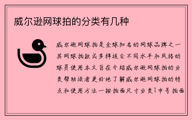 威尔逊网球拍的分类有几种