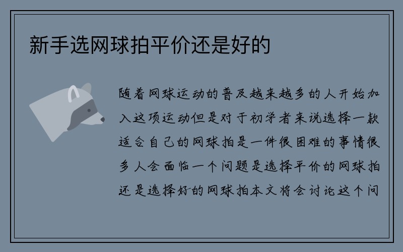 新手选网球拍平价还是好的