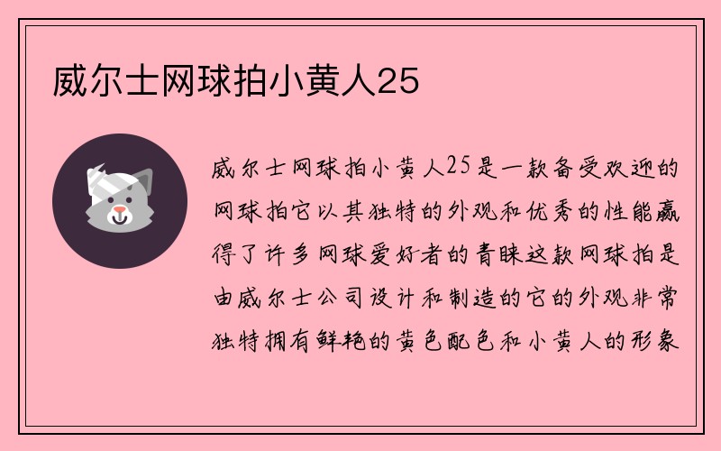 威尔士网球拍小黄人25