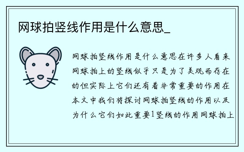 网球拍竖线作用是什么意思_