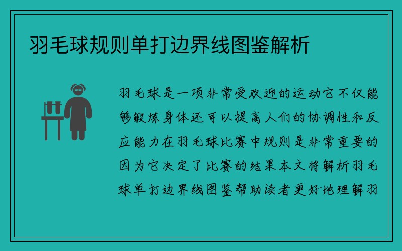 羽毛球规则单打边界线图鉴解析