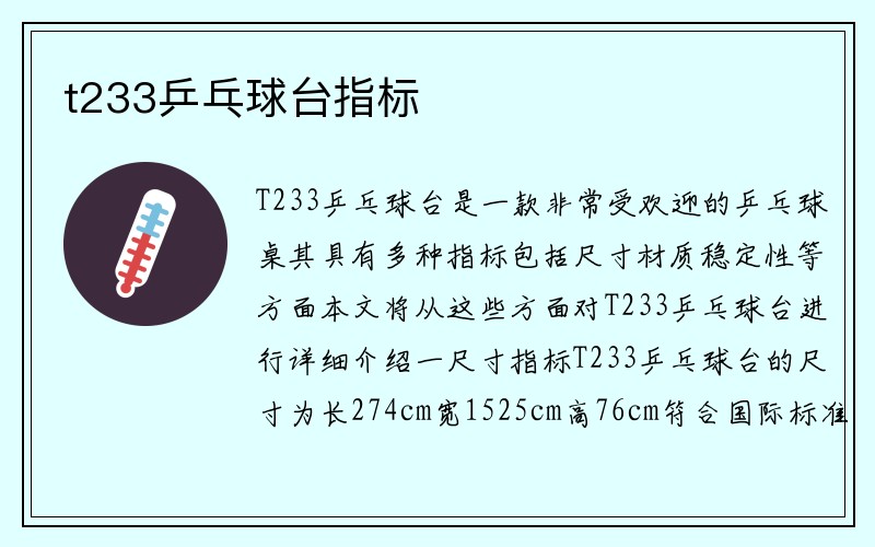 t233乒乓球台指标